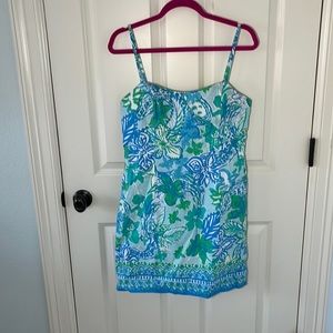 Lilly Pulitzer Women's Blue/Green Dress (SIZE:10)  tie back bow